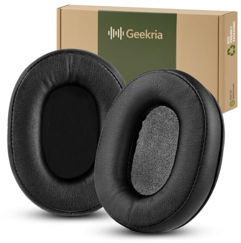 Geekria QuickFit Replacement Ear Pads Compatible with Audio Technica ATH-M50X, M50XBT, M50xBT2, M50x ENSO, M50, M40X, M30, M20, AR5BT Headphones, Ear Cushions with Video Guide (Black)