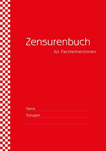 Zensurenbuch/Notenbuch für den Fachlehrer (bis zu 20 Klassen) Umschlag rot: für alle Schulformen