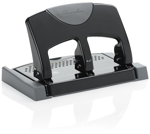 Swingline 3 Hole Punch, 45 Sheet Capacity Three Hole Puncher 3 Ring, Paper Punch, SmartTouch Low Effort, Black & Silver (74136)
