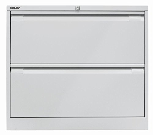 BISLEY Hängeregistraturschrank, doppelbahnig, DIN A4, 2 HR-Schubladen, Metall, 645 Lichtgrau, 62.2 x 80 x 71.1 cm