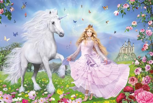Schmidt Spiele 55565 - Prinzessin der Einhörner, 100 Teile Puzzle, Rosa
