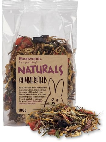 Rosewood Naturals Summerfield Salad, Small Animal Treat for Rabbits, Guinea Pigs, Chinchillas, Degus, Hamster and Gerbils, 100g