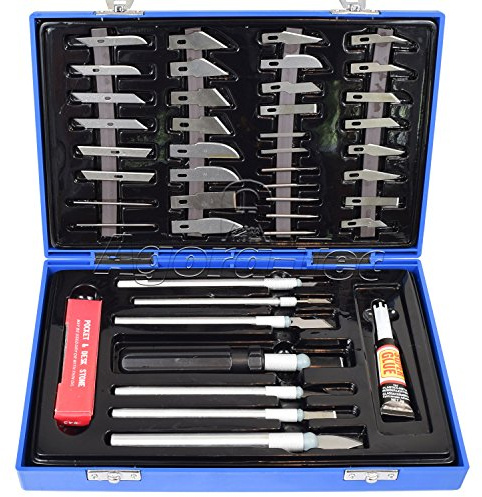 Agora-Tec®, AT-SMM-01, set da 51 coltelli per modellismo, stencil, lavori su carta e lavori di bricolage