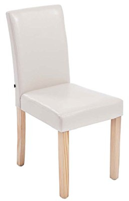 CLP Silla De Salón Comedor Ina Tapizada En Cuero Sintético I Silla Comedor Acolchada I Silla Elegante de Salón I Silla Sala De Espera I Color:, Color:Crema, Color del Marco:Natura
