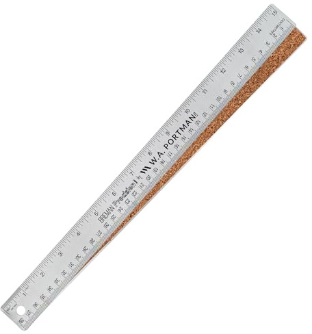 Breman Precision Metal Ruler 15 Inch Cork Back – Stainless Steel Straight Edge, Flexible Non-Slip Metal Ruler with Cork Backing – Imperial & Metric for Crafting, School, Workshop & Home Use