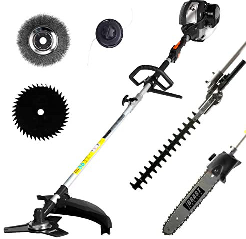 BRAST® 4-Takt Benzin 5in1 Motorsense Heckenschere Hochentaster Freischneider Multitool