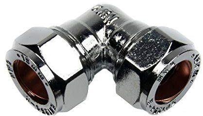 15mm Compression Elbow 90 Degrees Bend Chrome Plumbing Pipe Fitting Thunderfix