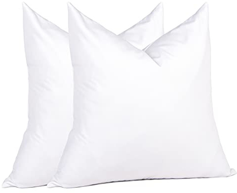 puredown® 18 x 18 Decorative Feather Down Throw Pillow Inserts (Set of 2, White) for Sofa, Couch, Bed, Machine Washable