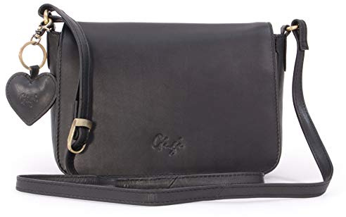 Gigi - Petit Sac Bandoulière Femme Cuir - Sac à Main à Rabat - Sac Besace - Bandoulière Réglable - 14578 - Noir