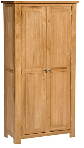 Hallowood Furniture Waverly Oak Cupboard with Shelves, Medium Wooden Unit | 2-Door Midsized Storage Cupboard, Craft Storage Cabinet, 3-Shelf Solid Oak Furniture for Home, Office, Kitchen or Bedroom