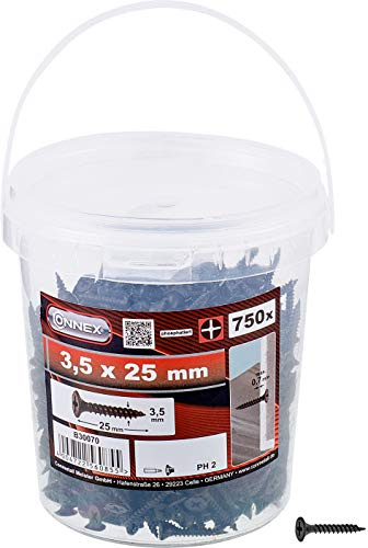 CONNEX, B30070, Viti cartongesso fosfato 3.5x25, 750 g in un secchio