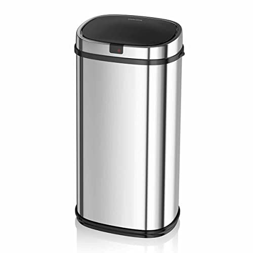 Morphy Richards Chroma 971504 Poubelle de cuisine carrée avec technologie de détection de mouvement infrarouge, capacité de 42 litres, acier inoxydable