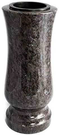 Afterglow Élégant vase funéraire en granit véritable, Orion foncé, Hauteur : 28 cm, Diamètre : 12 cm, Décoration funéraire résistante aux intempéries et au gel, Vase en granit avec insert en plastique