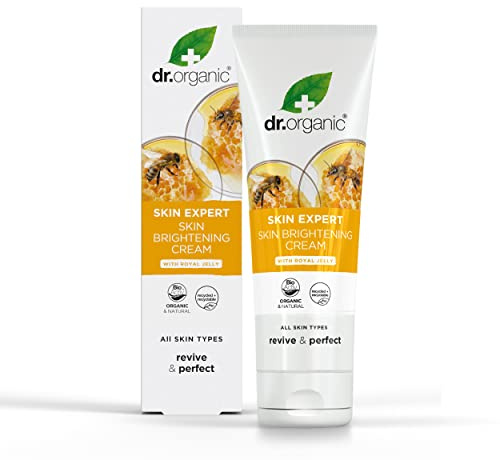 Dr. Organic Skin Expert Aufhellende Creme mit Gelée Royale, Alle Hauttypen, natürlich, vegetarisch, tierversuchsfrei, paraben- und SLS-frei, recycelt & recycelbar, biologisch, 125ml