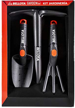 Bellota 2994 - Kit de jardinería y huerto que incluye: rastrillo, transplantador y azuela, herramienta pequeña de jardín, Color Estándar