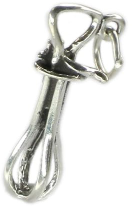 Batteur à oeufs - fouet en argent sterling charme .925 x 1 Chef et cuisinier charmes