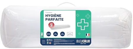 Bleu Calin Traversin Anti-acariens, Antibactérien - Confort Moelleux - Enveloppe Coton, 140 cm