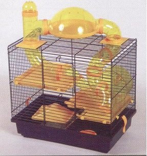 Nagerkäfig Hamsterkäfig Mäusekäfig Käfig viele Röhren, Haus, Laufrad Rocky gelb