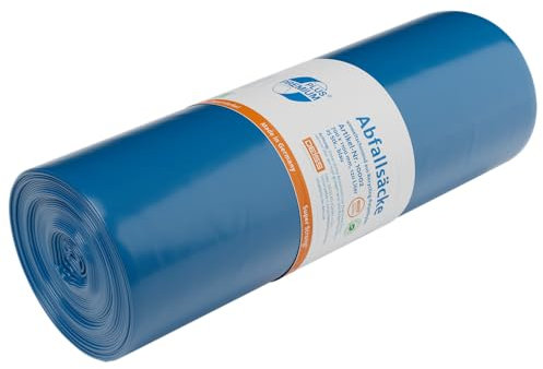 DEISS Schwerlast Müllsäcke 120L - 25er Rolle stabile robuste Müllbeutel reißfest ideal für Bauschutt, Baumisch, Gartenabfall und Umzug - Große Blaue Säcke für die höchsten Ansprüche