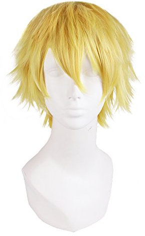 MapofBeauty 30cm/ 12 Pollice Corto Lisci Uomo Lisci Parrucche (Lino Giallo)