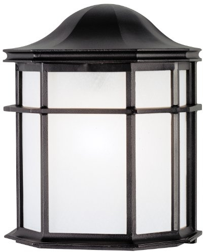 6689800 One-Light Exterior Wall Lantern, Textured Black Finish on Cast Aluminum with Frosted Acrylic Lens