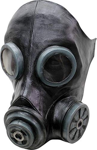 Ghoulish Productions - Máscara Gas Smoke(Negra), Línea Gas Mask & Steampunk, Disfraz de Látex resistente, Pintada a Mano, Halloween, Desfile de Carnaval, Fiesta de Disfraces, Talla Única Adulto.