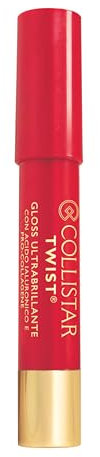 Collistar Twist Gloss Ultrabrillante, Gloss Labbra Idratante Rimpolpante e Luminoso, con Acido Ialuronico e Pro-Collagene, Formato Stick, n. 208 Ciliegia, 2,5 g
