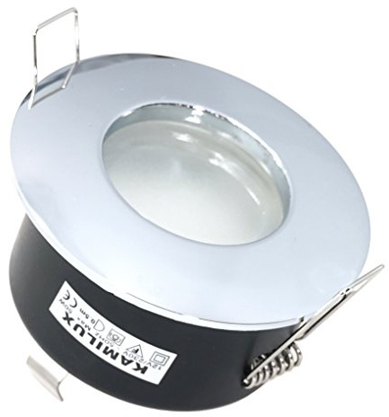 Kamilux Bad Einbaustrahler Aqua IP65 230V GU10 in edelstahl-gebürstet, chrom oder weiss, inkl. GU10 & GU5.3 Fassung, Hochvolt/Niedervolt, 230V / 12V (chrom)