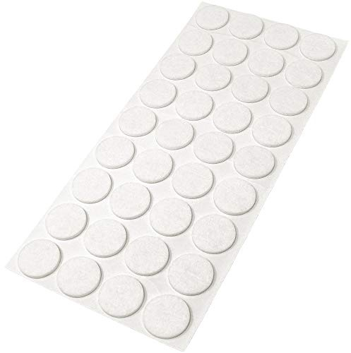 Adsamm® / 36 x deslizantes de Fieltro autoadhesivos/Blanco/ø 24 mm/Redondo/Deslizantes de Fieltro para Muebles de 3,5 mm de Grosor/Deslizantes para Muebles y Suelos