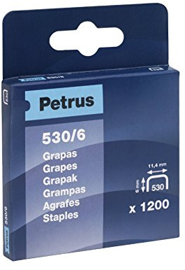 PETRUS 77513 - Caja 1200 ud. grapas cobreadas modelo 530/6 mm