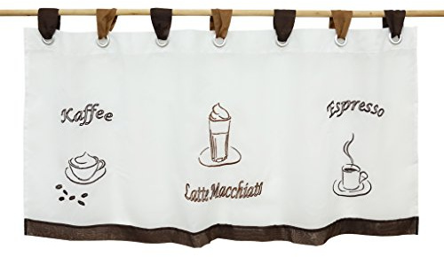 Thinkbay Bestickte kleine Kaffee Vorhang Terri Garn 6 Grosse Gardine H45cm x B90cm