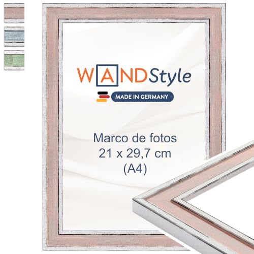 WANDStyle tavelram rosa DIN A4 21x29,7 cm av trä i vintage stil