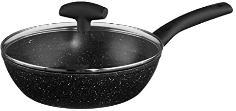 JJA 111010 Schmorpfanne/Deckel Geschmiedetes/Beschichtung Stein Aluminium, 24 cm