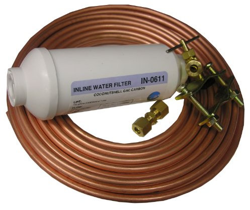 LASCO 37-1831 Inline Ice Maker Install Kit with Filter, Self Tapping Saddle Valve, Assorted Fittings and 1/4-Inch x 15-Feet Copper Tubing