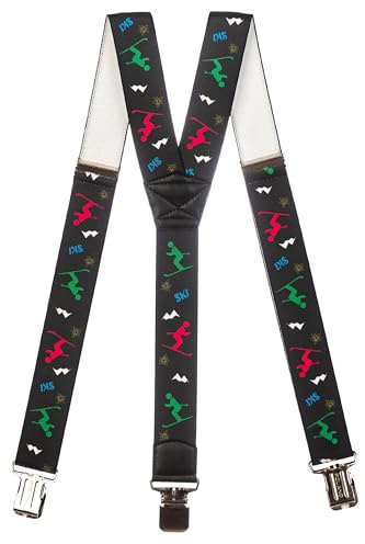 Olata Bretelles en X et Y Ajustables Salopette de Ski (Noir/Multicolore) - 3 cm Enfant (5-12 ans), Y Modèle