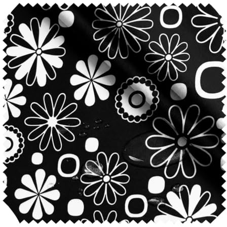 novely® OXFORD 210D - D5 Blumen Schwarz Weiß - Bedruckter Polsterstoff - Outdoor Dekostoff - Wasserabweisende Reißfeste Meterware 1lfm