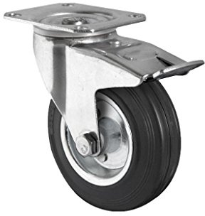 Cofan Rueda de goma y metal con placa giratoria y freno | Con diámetros desde 80 mm hasta 125 mm | Para pesos desde 80 kg hasta 150 kg