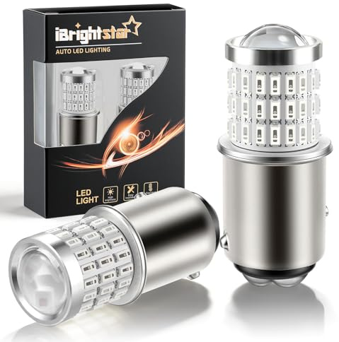 iBrightstar 1157 LED Bulb Red, BAY15D 2057 2357 7528 LED Brake Light Bulbs Super Bright for Rear Brake Lights and Tail Lights, 2 Pack