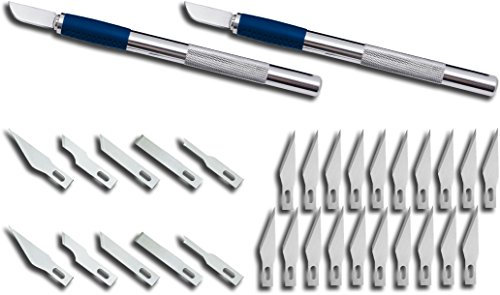 Wedo 78722 Cutter Hobbymesser Set (inklusive 6 verschiedenen Klingen) silber (2, Messerset 6 + 10 Klingen)
