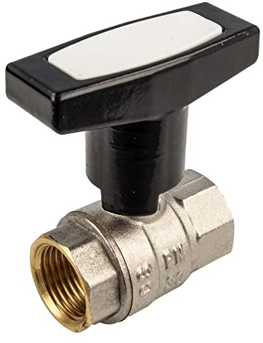 tecuro Kugelhahn, beidseitig Innengewinde Rp 1 1/2 Zoll (DN 40) T-Griff, Messing vernickelt