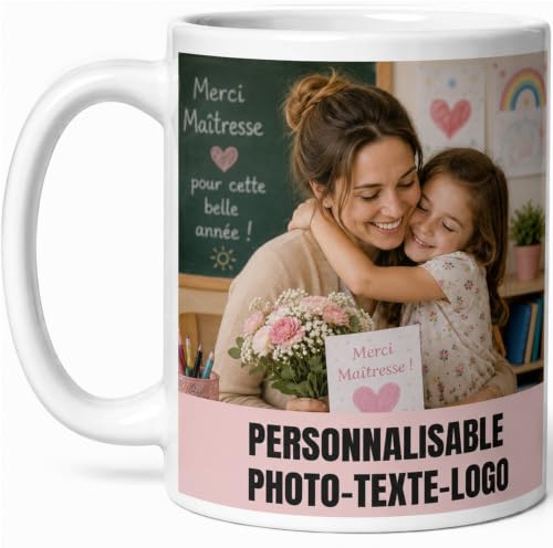 selfiemania - Un mug personnalisé avec 2 photos - personnalisable avec vos photos -cadeau personnalisé - Cadeau de fête des pères, anniversaire, souvenir, naissance, collègue