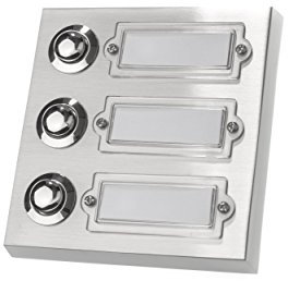 HUBER campanello a pulsante montato in superficie in metallo - con targhetta - pulsante in ottone cromato - campanello porta anteriore