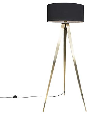 Qazqa Modern Tripod Lampe, Tripod Leuchte - Ilse - Schwarz, max. 60W, Geeignet für LED, 144cm, Ideal als Wohnzimmerlampe