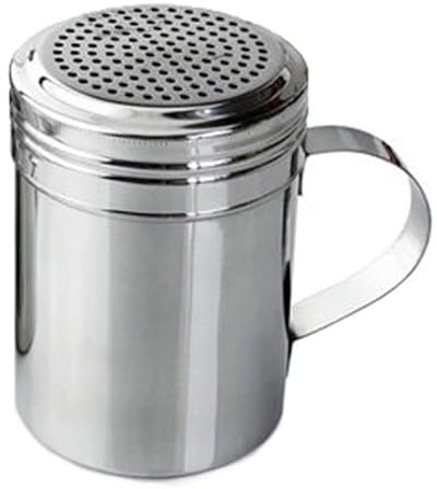 Stainless Steel 10oz Dredger Shaker with Handle - Ideal for Sugar, Salt, Icing Sugar, Flour, Chocolate, Cappuccino, Cocoa, Mince Pies, Pancakes