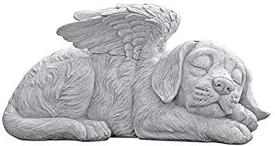 Design Toscano Cani Angeli Statua Tributo Lapide Statua Tributo, poliresina, finitura color pietra, 25,5 cm