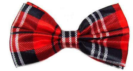 BB Accessories Satin Bow Tie - Tartan Red