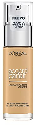 L'Oréal Paris Accord Parfait, Fondotinta Liquido, Pelli da Secche a Normali, Nuova Formula Arricchita con Acido Ialuronico, Colore: Naturel doré (4.D), 30 ml