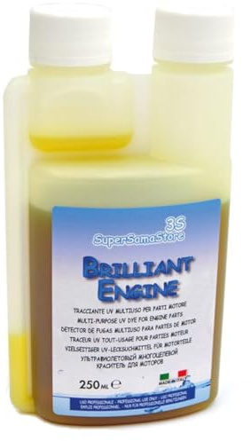 3S SuperSamaStore Brilliant Engine, Additivo Tracciante Fluorescente UV Trova-Perdite per Impianti Circuiti Olio Autoveicoli, Flacone 250 ml