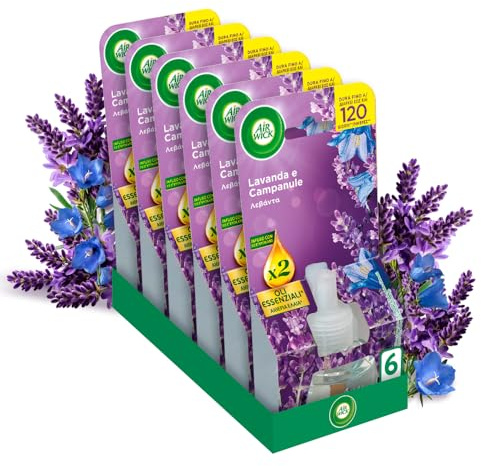 Air Wick Elektrischer Diffusor für ätherische Öle, 6 Nachfüllpackungen für Duftspender mit Lavendel und Glockenblumen, elektrischer Raumduft mit ätherischen Ölen
