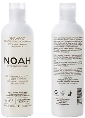 NOAH 1.4 Regenerierendes Shampoo mit Arganöl, 250 ml, formuliert in Italien, tierversuchsfrei, ohne SLS oder Parabene, nickelgeprüft